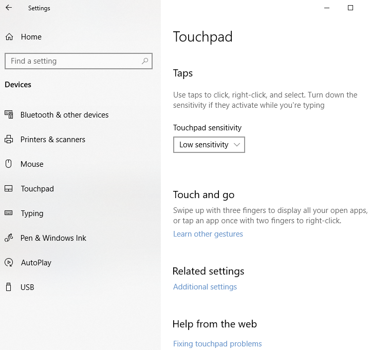 Shutting off the touchpad on an Asus using Windows 10