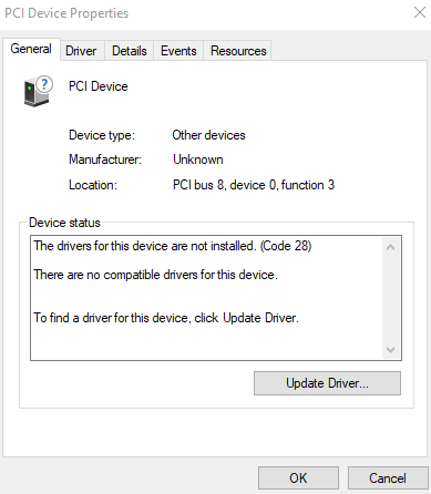 Other Devices PCI Device needs a driver update but nowhere to be found. 5f3326a8-e5fd-4576-9edd-a13e34926118?upload=true.png