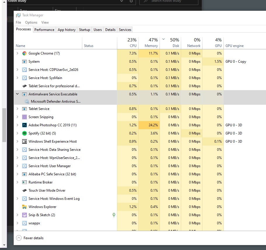 Disk at 50% but nothing is running? Strange disk behavour, could it be a malware? 5f3ca2eb-a82b-4f9a-9689-063a8a533d30?upload=true.jpg