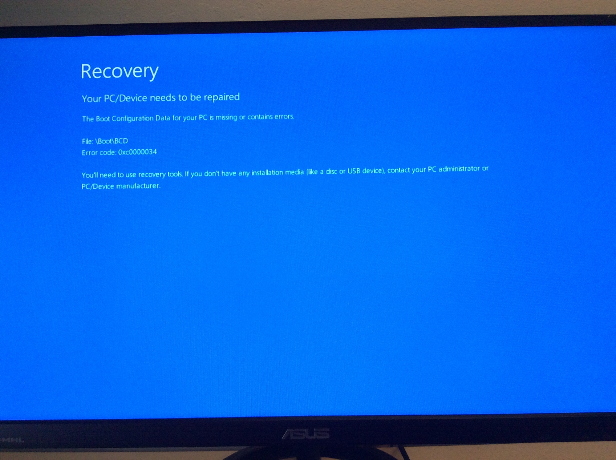 Recovery Your Pc Device Needs To Be Repaired Error Code 0xc
