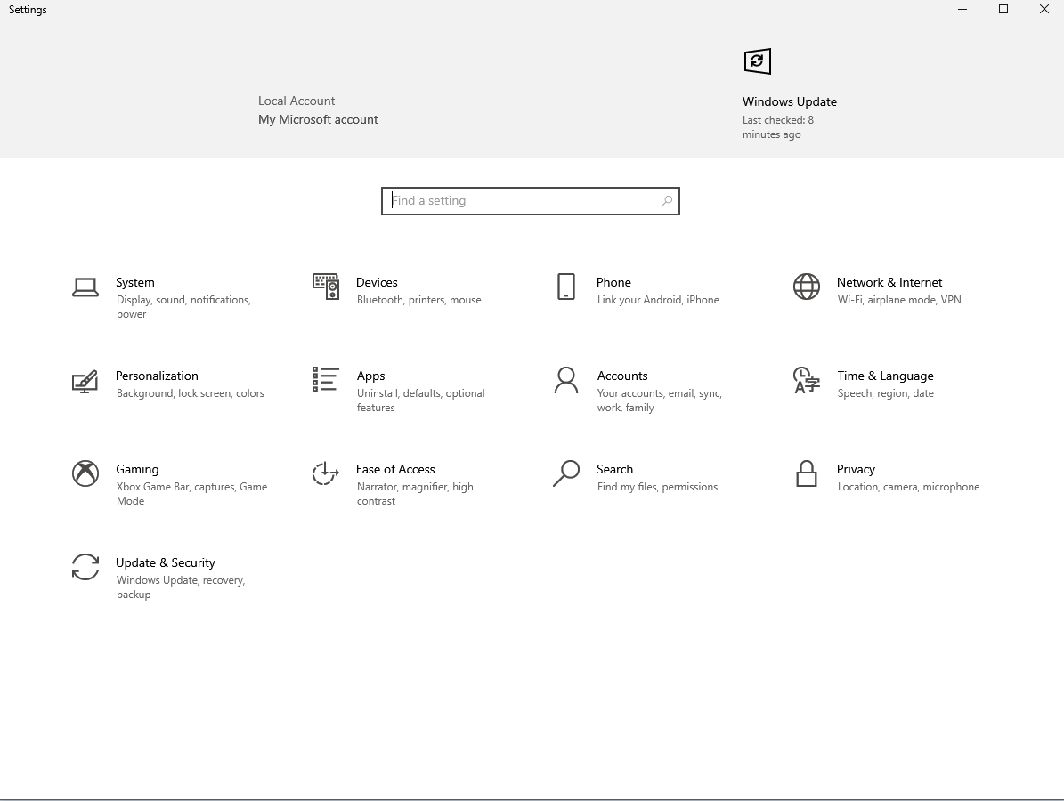 Windows 10 Settings Header not showing Account name and Picture. 5fcef334-bf30-4f7d-9ab9-3af42c390b33?upload=true.png