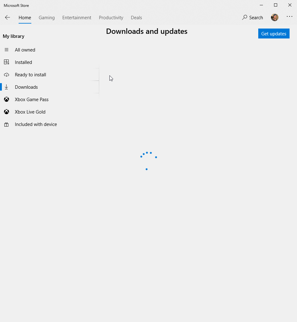 Downloads & Updates just shows a spinning icon. 604cd966-d593-4277-8ac6-5f5db060f243?upload=true.png