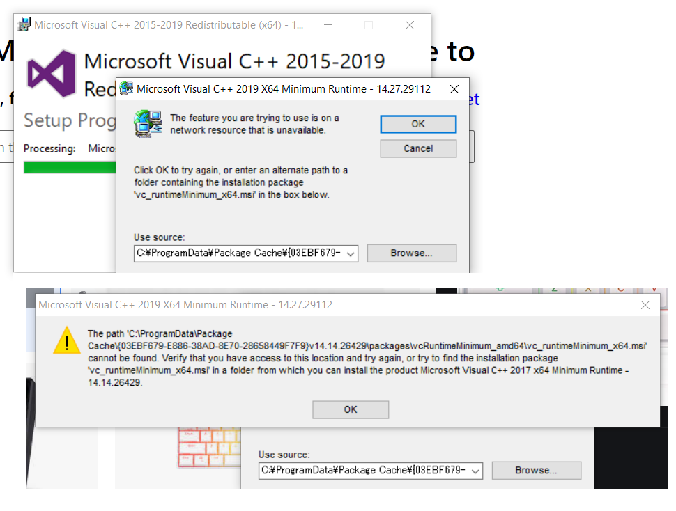 Visual C 17 Runtime Error When Installing Visual C 15 19