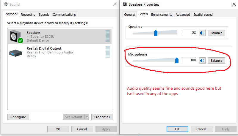 Why does microphone quality sound better when listening from Speakers Properties? 60f78f11-a731-4b08-8308-5bbf1d7242f4?upload=true.png