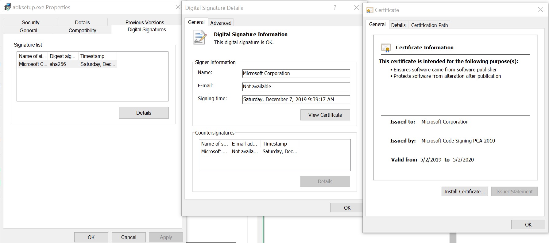 Is this the security certificate I should expect with 2004 ADK link to install? 6174fb94-6808-44db-96a6-c535ccf3141a?upload=true.jpg