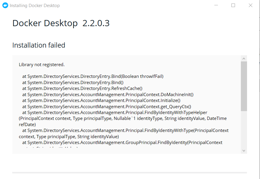 Docker Windows Installation Failed/ Library not registered [Windows 10 Pro] 61ca22dc-4f2c-4b1d-ba59-321a19d2ab00?upload=true.png