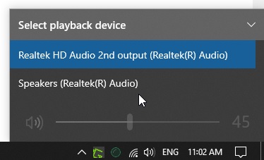 Set "Default communication device" at the same time as "Default device" from the task bar 62d39f46-3594-47d6-90c2-96d79547a578?upload=true.jpg