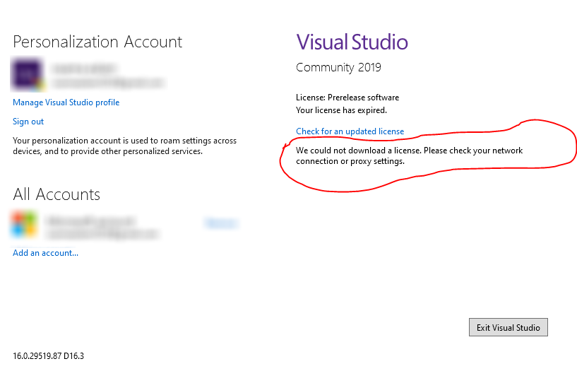 Visual Studio Community License Expire