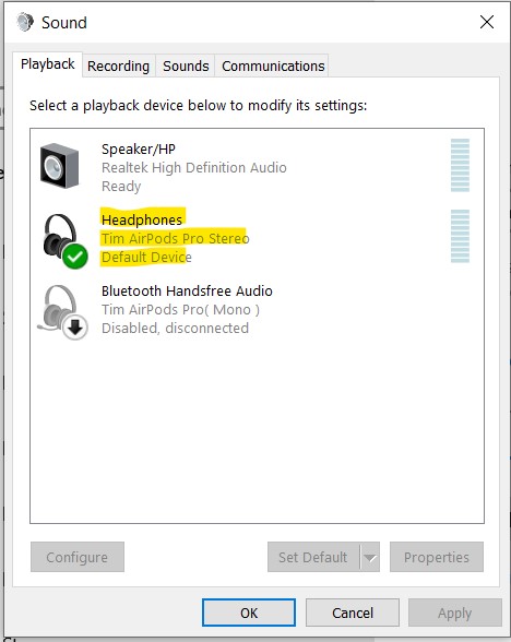 Connect airpods microphone sales to windows 10