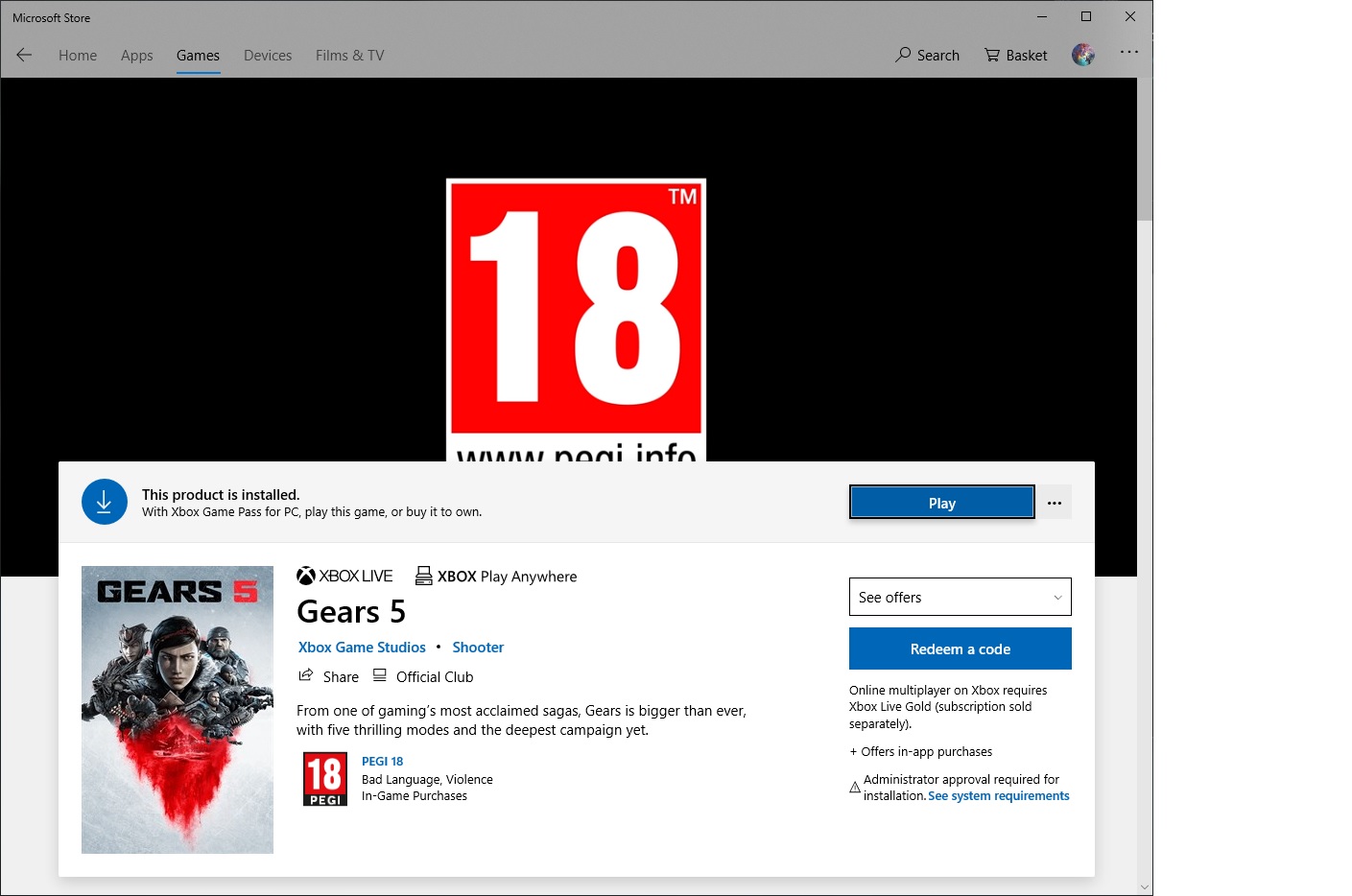 Gears of War 5 will not finish installation 64ca5ea3-e035-40d2-98fb-78433880c095?upload=true.jpg