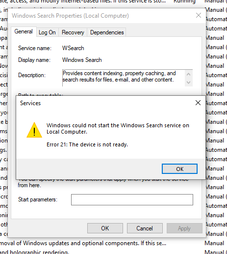 Windows could not start the windows search service on Local Computer Error 21: The device... 64Ov6.png