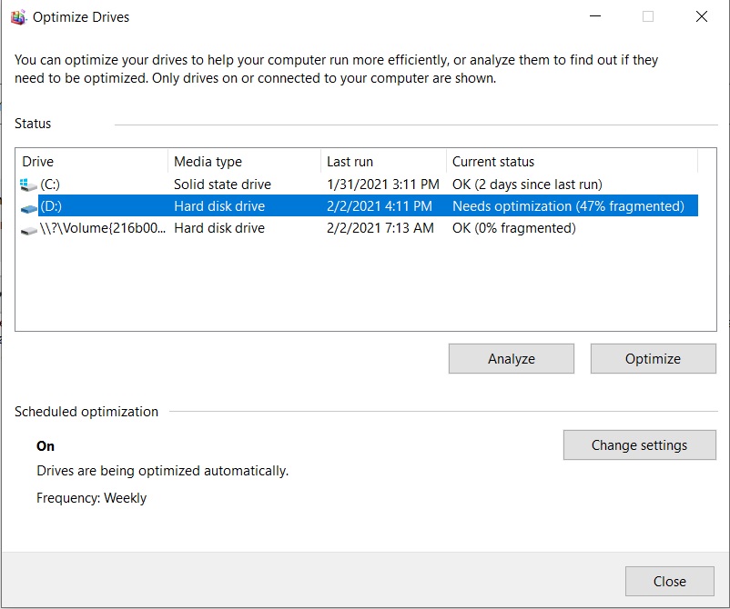 Windows 10 Defragmentation won't Defrag 47% Fragmented 653839d6-6934-4ef4-a757-fd7f97fbe07f?upload=true.jpg