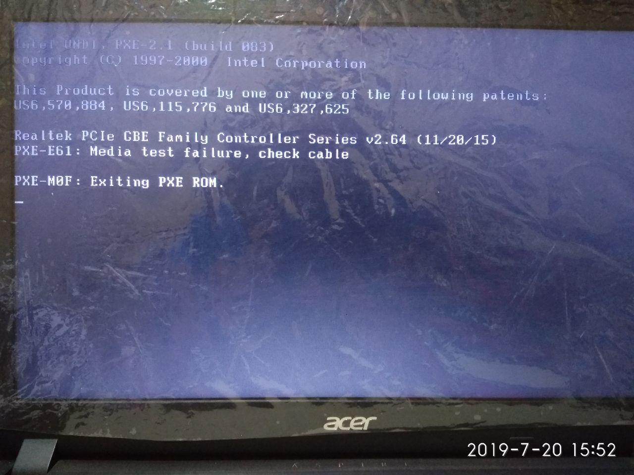 PXE E61 MEDIA TEST FAILURE CHECK CABLE , PXE MOF EXISTING PXE ROM