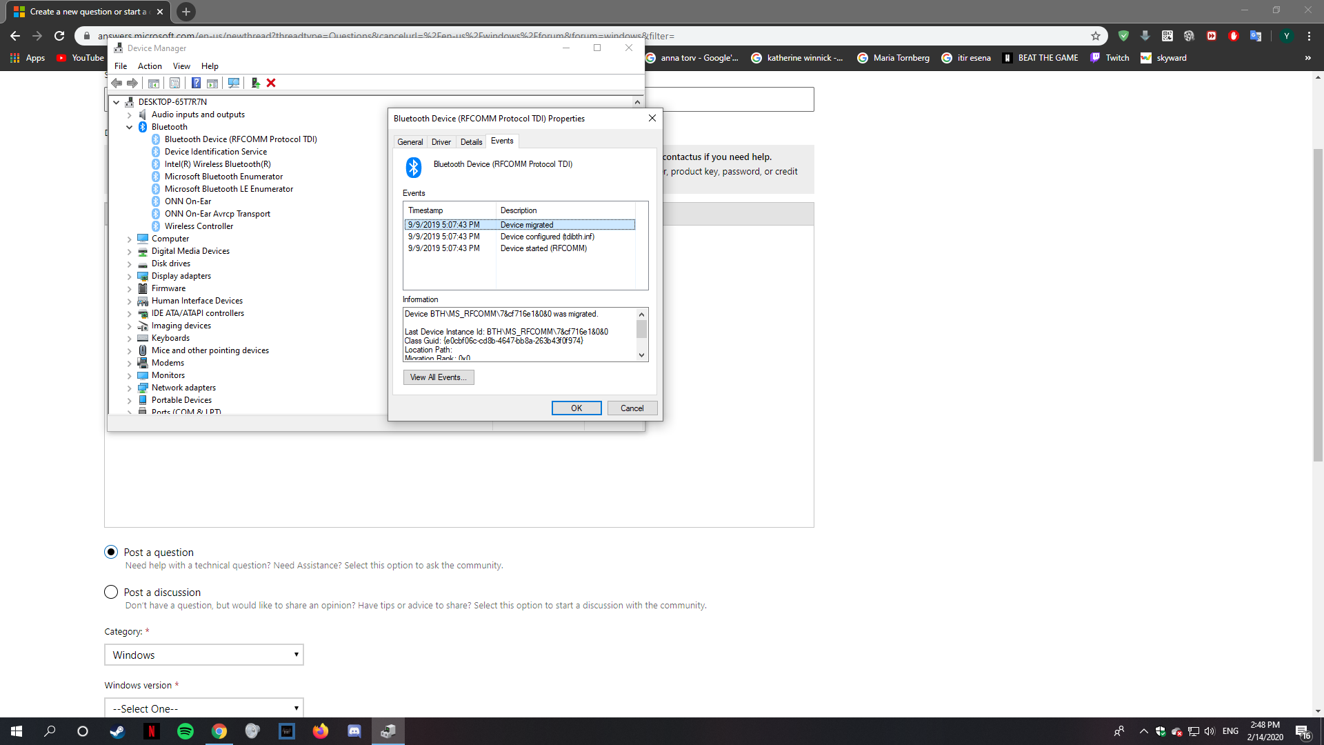 Bluetooth device migrated and after then I couldn't use my Bluetooth. I tried everything... 65f68dfe-a003-4383-8b91-1a72f31f4b12?upload=true.png