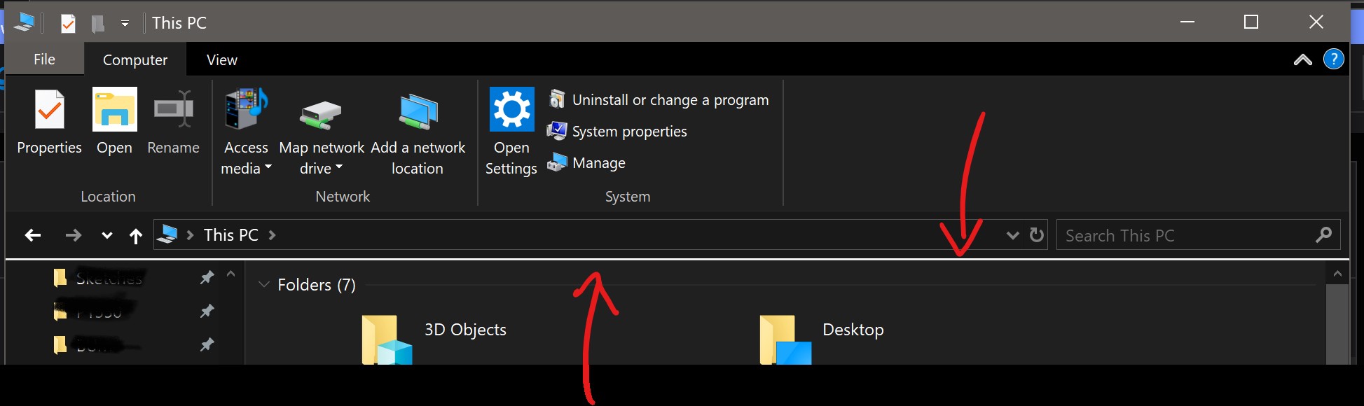 Dark File Explorer showing a weird white line below the address bar 65f97c66-02b5-4a4d-b317-683daff23d09?upload=true.jpg