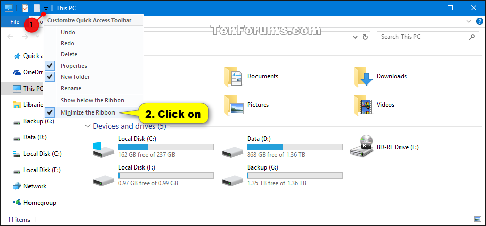 How do I get rid of the "Not backed up" on Title Bar Ribbon? 67699d1457152755-file-explorer-ribbon-hide-show-windows-10-a-qat_expand_ribbon.png