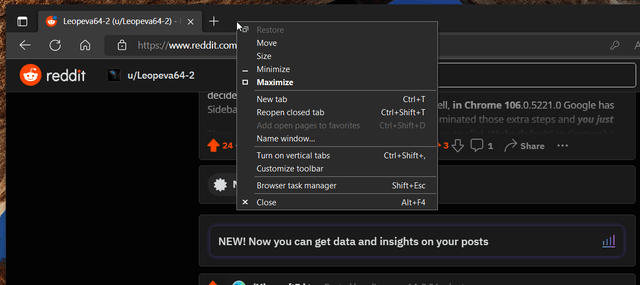 Microsoft gave us dark right click context menus on the Chrome/Edge taskbar. Unity. Nice. 688ysup5fmv91.png