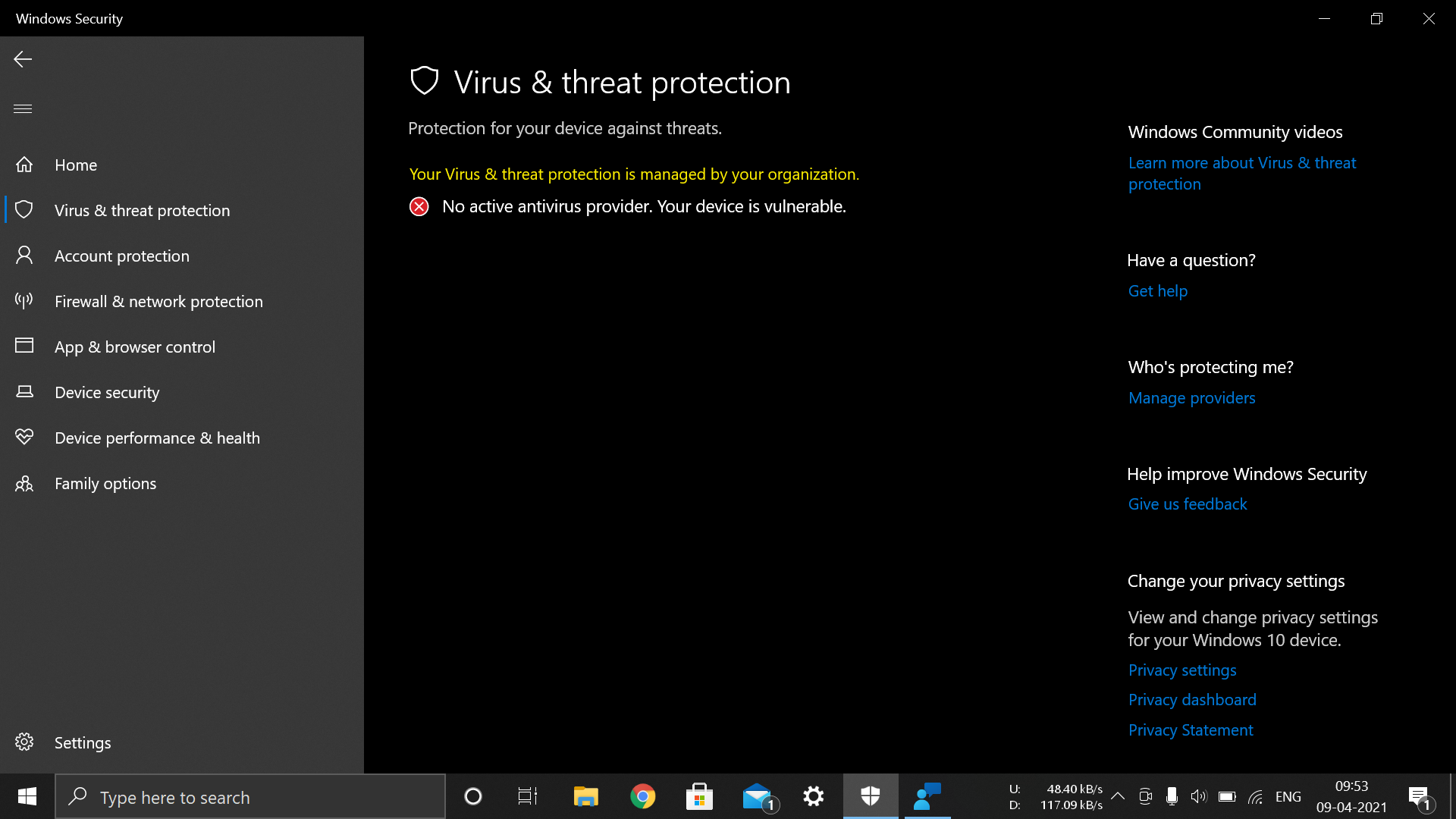 I accidently uninstall Virus & threat protection from my laptop on windows 10. Can any one... 68935c40-62a3-49d5-b4c7-f2d752132c7c?upload=true.png