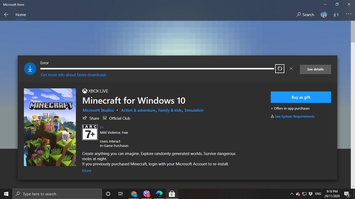 My Minecraft Windows 10 can't download due to it being blocked. 68caad0a-4b35-4717-9ac0-f2ed5a1a0cb8?upload=true.png