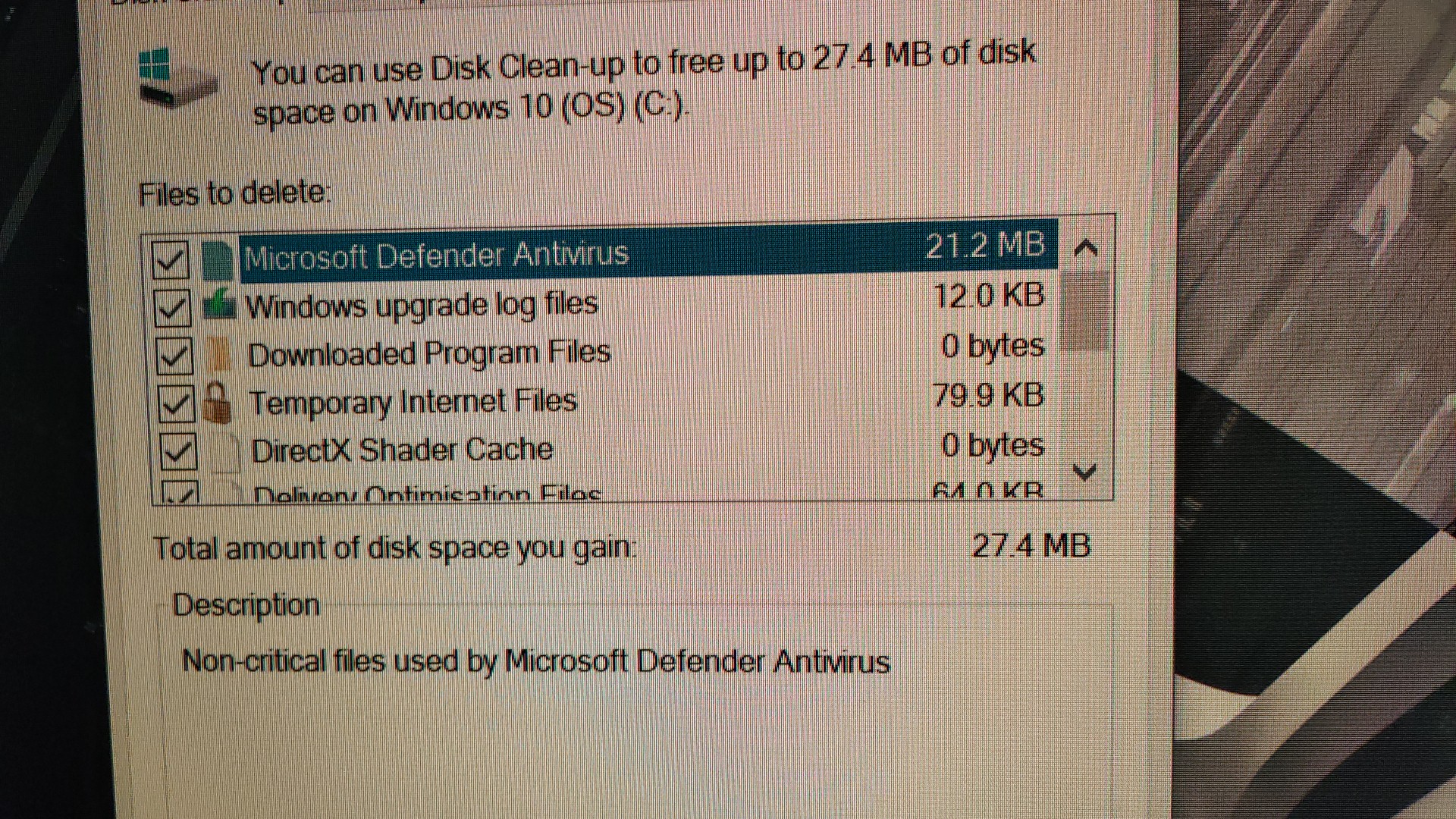 Disk cleanup is not cleaning Windows defender none critical files 68df5d1d-35aa-45cb-a3e4-de38605d7735?upload=true.jpg