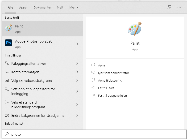 When I type "photo" in windows search, paint is placed above photoshop for some reason 68e615d8-51e8-4da8-b7b7-b5a706a71439?upload=true.png