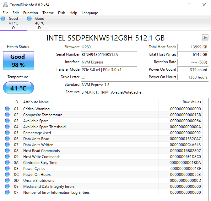 Crystaldisk info shows my sdd life span but I'm concern 6933dae8-83a2-4c5c-ae6e-73692160799d?upload=true.png