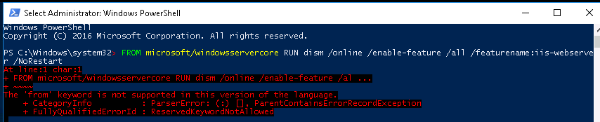 Docker For Windows : The 'from' Keyword is not supported in this version of language 69ed303b-3ae9-45ef-8470-588b99cb1004?upload=true.png