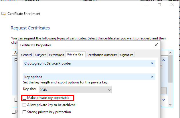 Manual Certificate Request, User can change settings and export Private Key 6a214ce6-e35e-474f-8bce-87b5e2dd1a42?upload=true.png