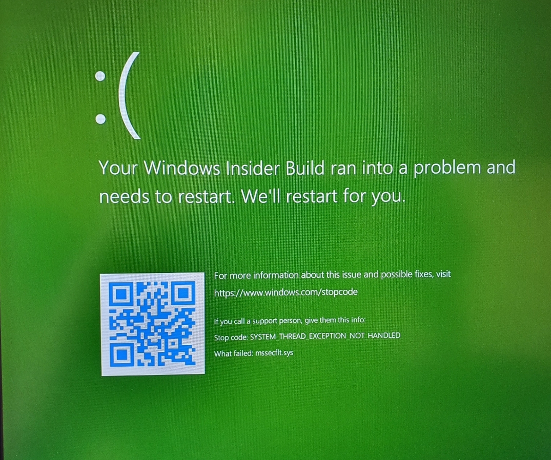 BSOD error system thread exception could not be handled what failed: mssecflt.sys 6a6fa453-dea6-4086-8433-72e131e1399c?upload=true.jpg