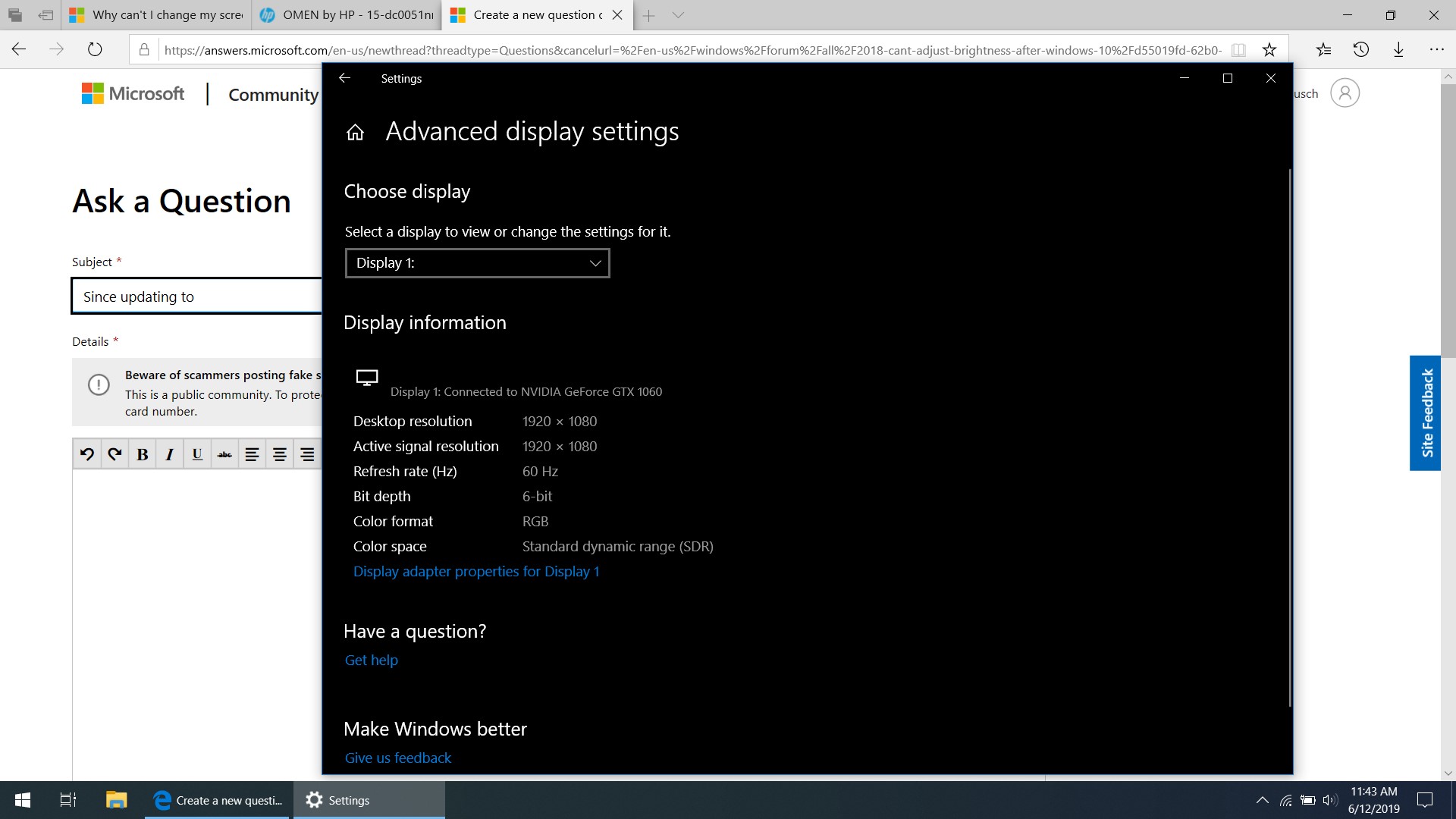 Since updating to the May update this morning, I can't change my laptop's display... 6a8aec4d-b488-4982-b04b-9a393f27eca8?upload=true.jpg