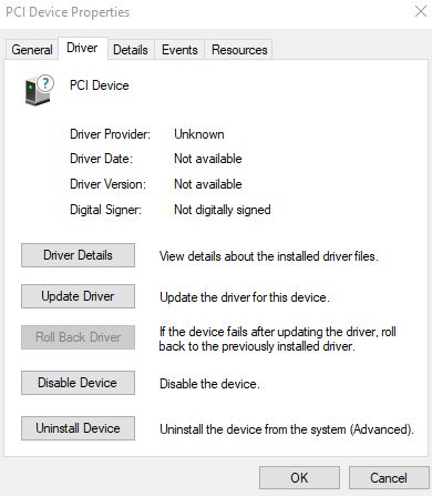 Other Devices PCI Device needs a driver update but nowhere to be found. 6af0c410-6651-47ba-b1ba-6e5b5a146378?upload=true.png