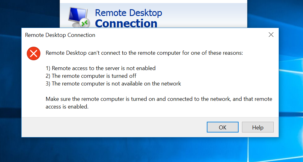 Remote Desktop can't connect the remote computer for one of these reasons on Windows 10 6bd167c0-93d4-494b-8023-f467ed70d346?upload=true.png