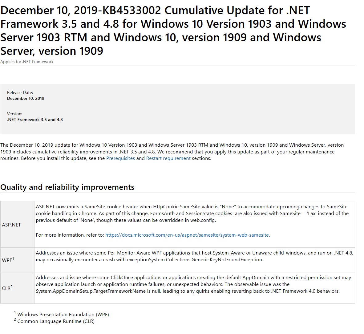 It's Patch Tuesday! And here is the info for the two Cumulative Updates for Win 1903 & 1909 6c211e3d-3d2f-4328-9295-de399f3e01c0?upload=true.jpg