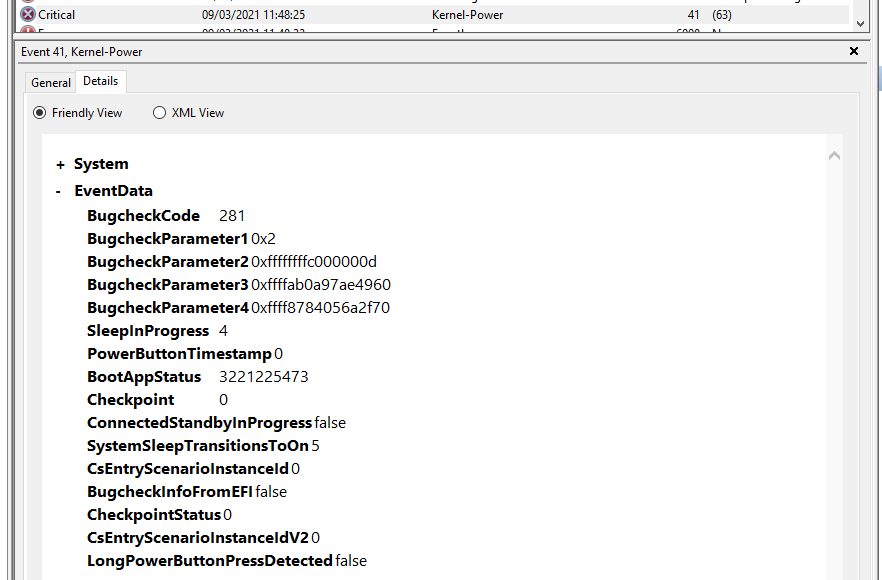 Crash on wake from sleep - Kernel Power 41 63  281 - dmp file available 6c830fef-ffcb-4457-a6ef-ffdd9ccb69ac?upload=true.png