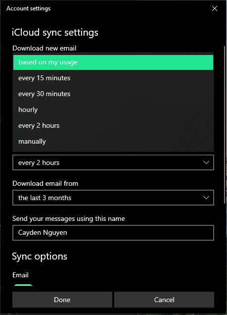 Windows 10 mail doesn't give me an option to sync as it arrives. 6e829994-4ac3-428a-88f4-4d938e26cfb0?upload=true.png