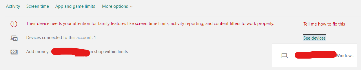 Unable to rid "Device needs your attention for family features" notification in Microsoft... 6f650f3a-3d4c-4548-bb43-7f233b7cac8b?upload=true.png
