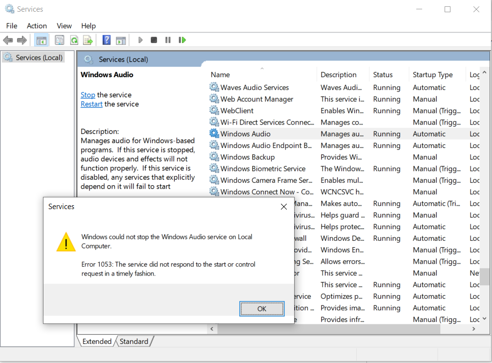 Audio has suddenly stopped working on my laptop - "Audio Services Not Responding" 6f8c9a95-4540-47ab-af9c-43bb37749f50?upload=true.png