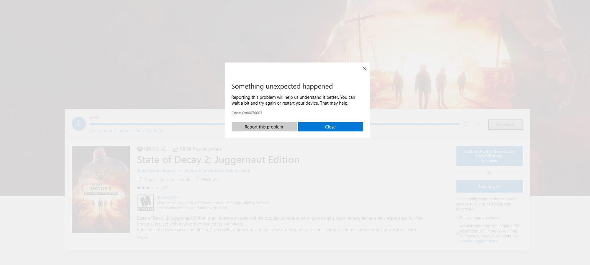 Error State of Decay 2: Juggernaut Edition - " There was a problem checking your account... 6feda2a6-37fd-4ba2-bbce-5593026b6e15?upload=true.jpg