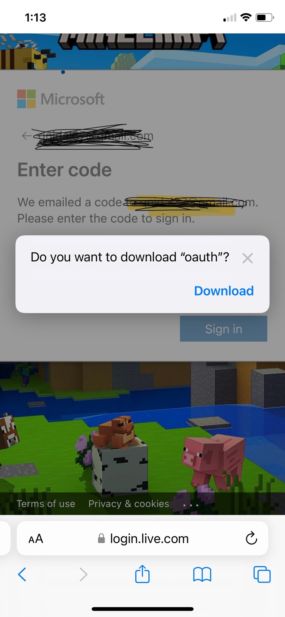 When im trying to login it always says “do you want to download ouath” or “null” is this a... 6n4ia6OI3g5Sc%2BRmaBeWnjgh8jleh0hJdrs%2BzPxlDcAieQaD7aklL4d8nhis%2FO07pCHGTE1AYiOIMXsbfp9uMN4%3D.jpg