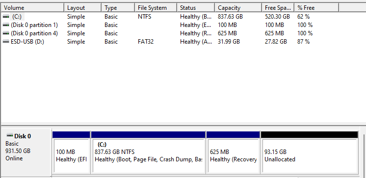 Cannot extend volume greyed out to merge unallocated disk space on same drive 7065f9af-f127-48dd-8531-6324e8e4408b?upload=true.png