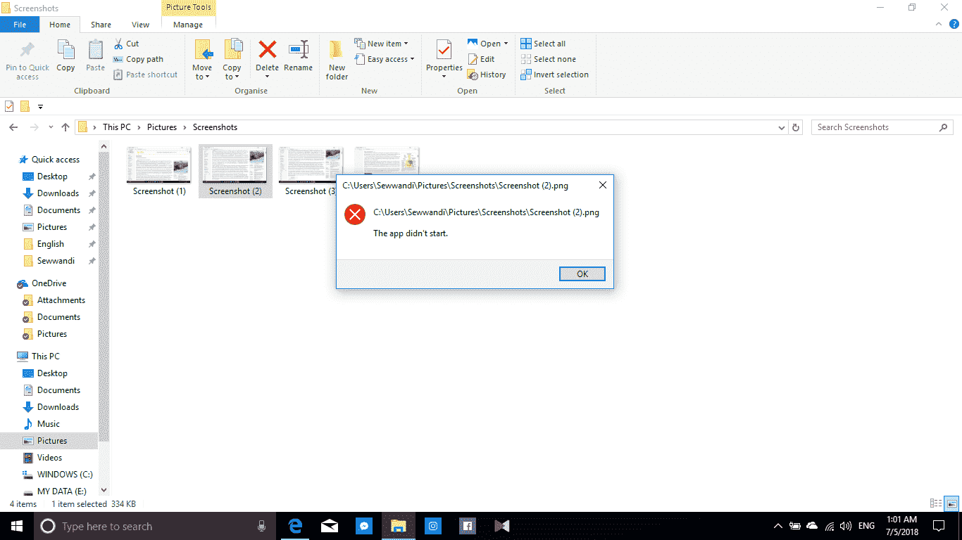 Photo app is not working error 'The app didn't start 712a7678-4f64-4154-a096-66c71efa78f5?upload=true.png