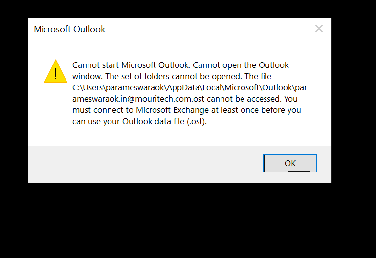 Outlook : You must connect to microsoft exchange at least once before you can use your... 71bf319d-bffe-4815-b848-69c1109cfa0b?upload=true.png