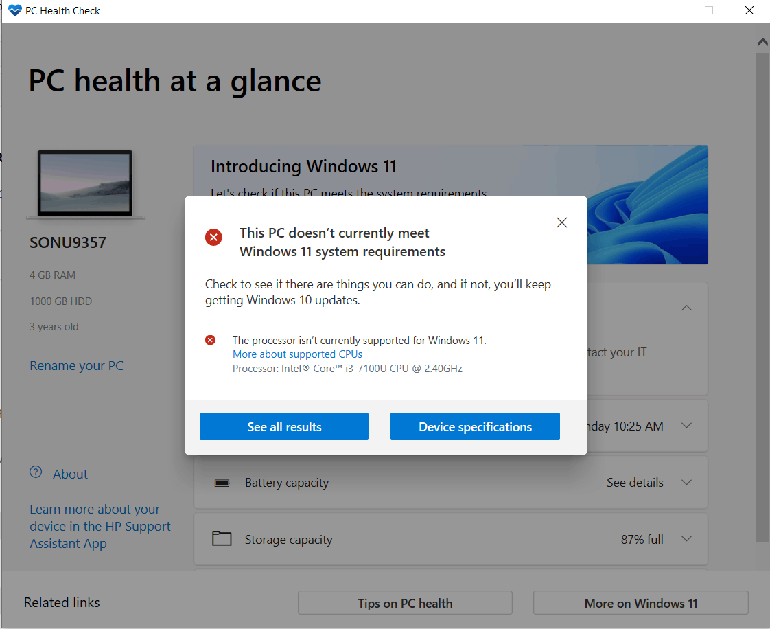 My Acer N16Q2 laptop with an Intel i3 7100U processor is shown as not adequate for Windows... 71e0e7b1-f35d-48d9-948d-198c917d8c78?upload=true.png