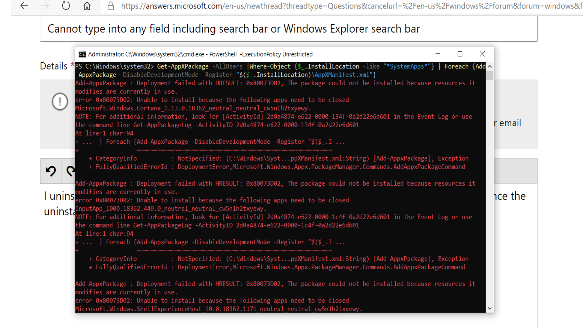 Cannot type into any field including search bar or Windows Explorer search bar 734b3a65-5c56-4552-ac2e-cd4ec0fcdbf8?upload=true.png