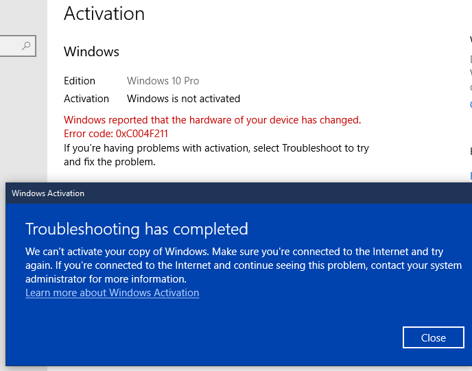 Reactivate Windows 10 New Hardware