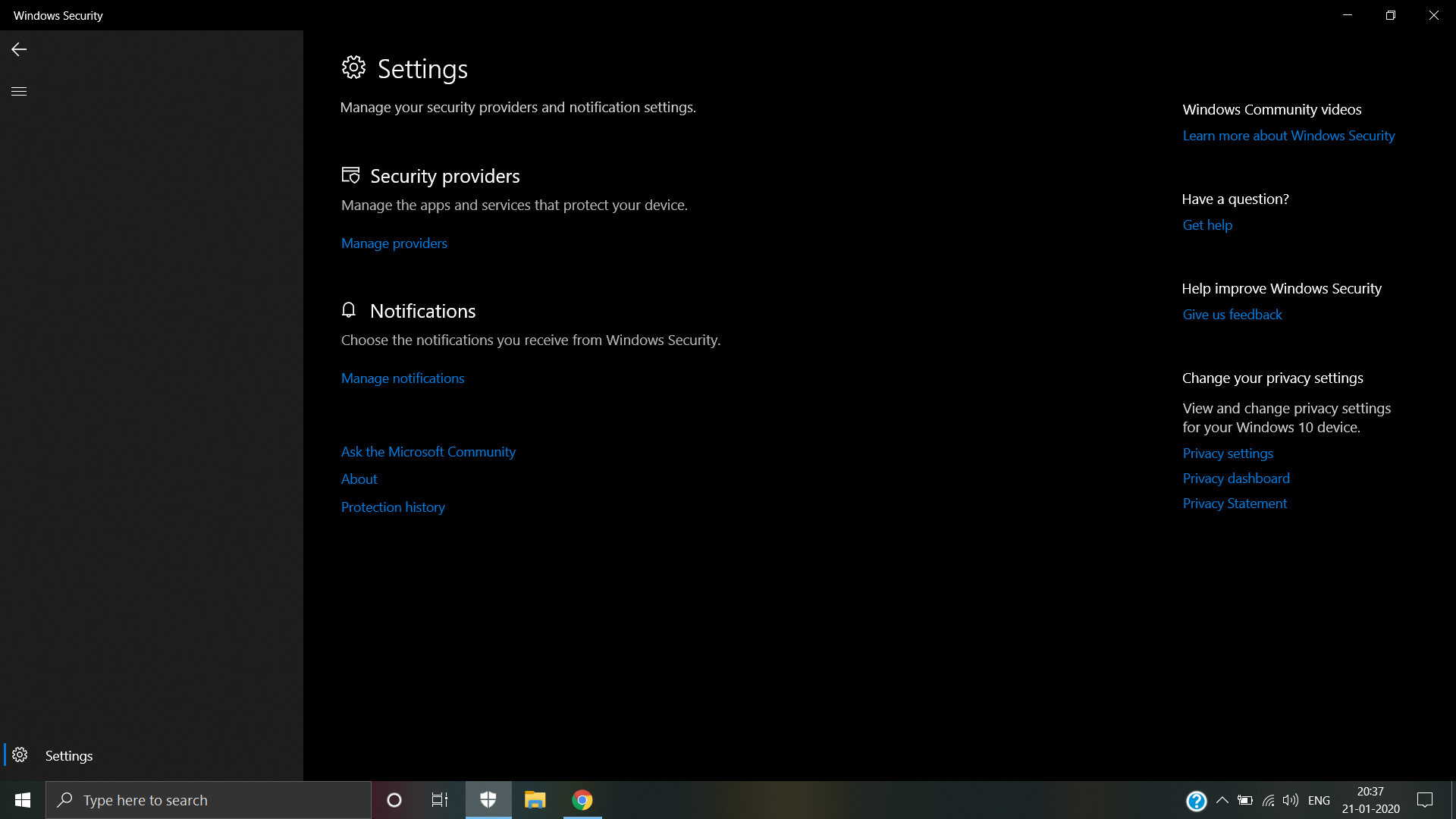 Nothing available in windows defender 735a51a3-d5a7-40c4-a637-6d40426e566b?upload=true.png