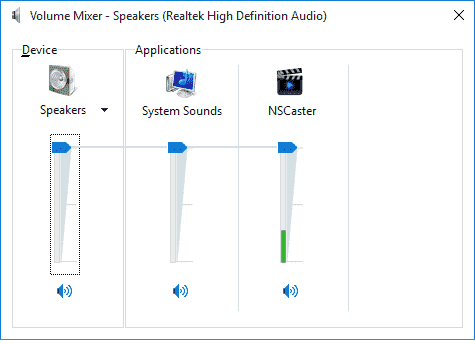 Application can't mix into the speaker device in the volume mix control. 73628fbf-eff4-4b76-b702-bf2b45c6c9f5?upload=true.png