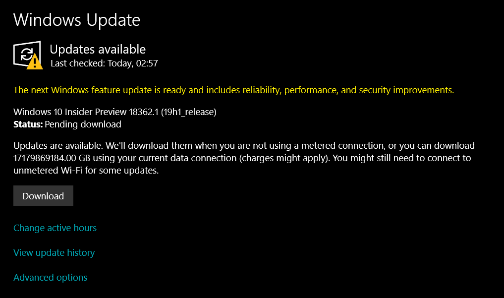 Size of  Windows insider preview is showing as 17179869184.00 GB 738c7cb2-0e45-4796-8d82-f40c6bcffa86?upload=true.png