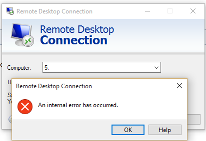 An internal error occurred. Remote Desktop via VPN (only). 749678.png