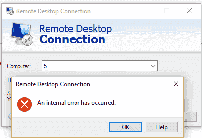 Remote Desktop Connection "An internal error has occured" when try to connect to a local... 749678.png